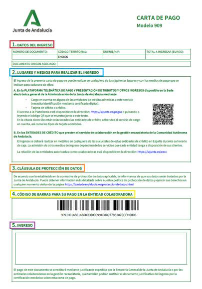 Información a rellenar en el modelo 909 de la Junta de Andalucía