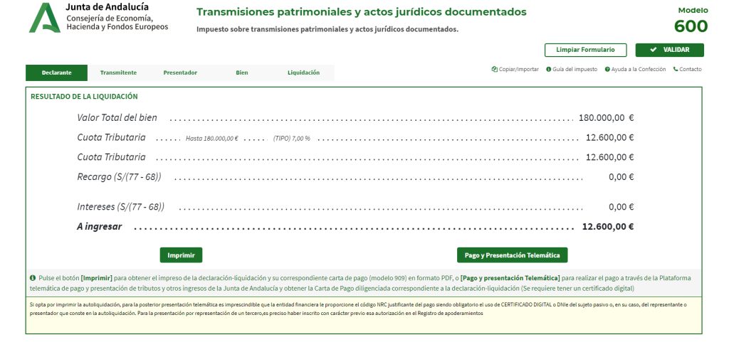 imprimir o tramitar online